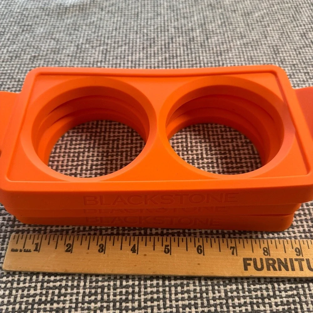 Blackstone Orange Silicone Dual Egg Ring Set of 3 Griddle Pancake Molds 8.5 Inch
